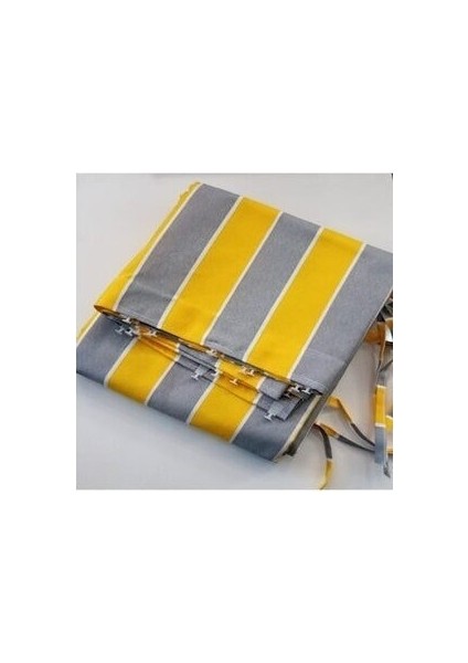 Balkon Perdesi Bağcıklı Ölçü Seçenekli Sarı Gri Çizgili indirimleri