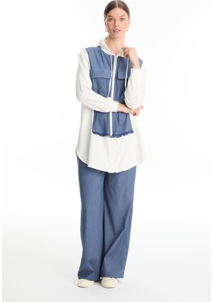 Kapüşonlu Fermuarlı Denim Ikili Takım TK-1520 modelleri