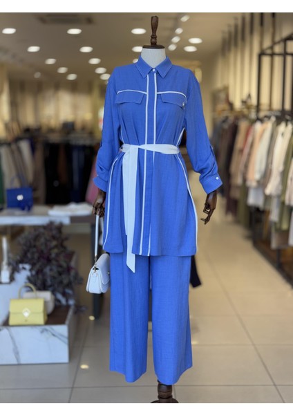 Kuşak Detaylı Takım Indigo 1501