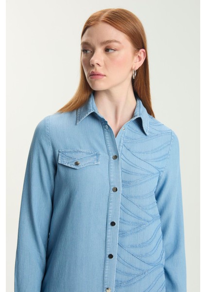 Desenli Uzun Denim Tunik 1556 fiyatları