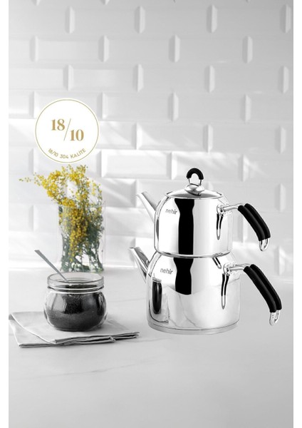 Paslanmaz çelik maxi çaydanlık takımı, şık ve dayanıklı 4,1 L set fiyatları