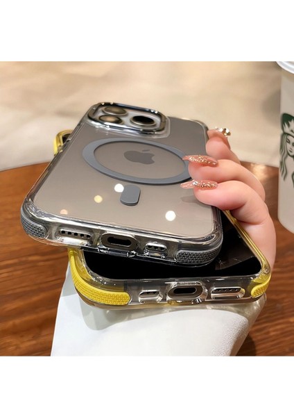 Apple iPhone 16 Hava Yastığı Zırhlı Kaymaz Şeffaf Kılıf Magsafe Şarj Uyumlu