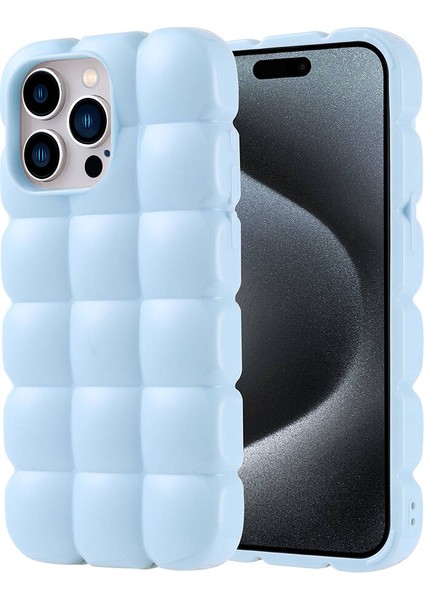 Apple iPhone 15 Pro Max Kılıf Parlak Esnek Silikon Tuva Dom Dom Kapak-Mavi