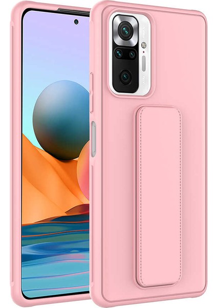 Xiaomi Redmi Note 10 Pro Kılıf Tuva Qstand Kapak-Pembe