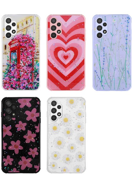 Samsung Galaxy A13 4g Kılıf Simli Desenli Kamera Korumalı Parlak Tuva Popy Kapak-Dallar fiyatları
