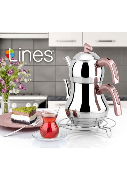 Paslanmaz Çelik Çaydanlık ve Suluk, Soft Kulp, Rosegold, 0,50-1,10 Lt