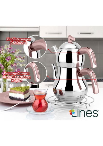 Paslanmaz Çelik Çaydanlık ve Suluk, Soft Kulp, Rosegold, 0,50-1,10 Lt fiyatları