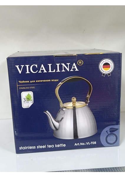 Gri paslanmaz çaydanlık, şık ve dayanıklı tasarım, 3 L kapasite