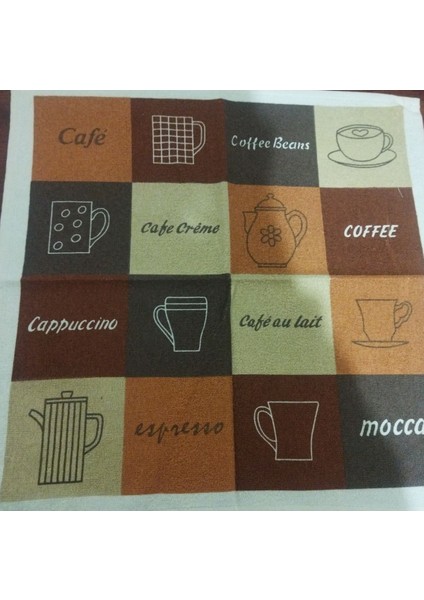 Krem Üzeri Coffee Baskılı Pamuk Mutfak Havlusu 50x70 Bej Renk