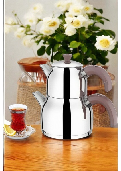 Paslanmaz Çelik Çaydanlık Takımı, 2.5L, Rose Kulp, Modern ve Şık Tasarım modelleri