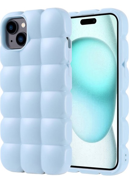 Apple iPhone 15 Plus Kılıf Parlak Esnek Silikon Tuva Dom Dom Kapak-Mavi