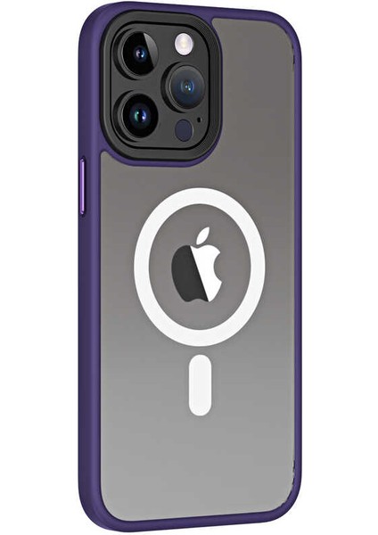 Apple iPhone 13 Pro Kılıf Wireless Şarj Özellikli Uzrm Hibrit Magsafe Kapak-Mavi Açık indirimleri