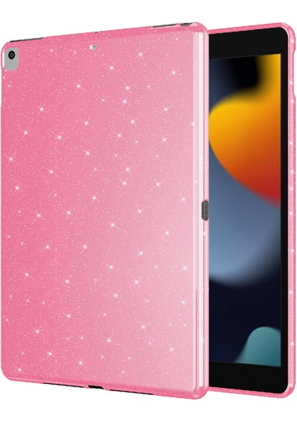 Apple iPad 10.2 2021 (9.nesil) Simli Parlak Görünümlü Uyumlu Tablet Koton Kılıf-Pembe fiyatları