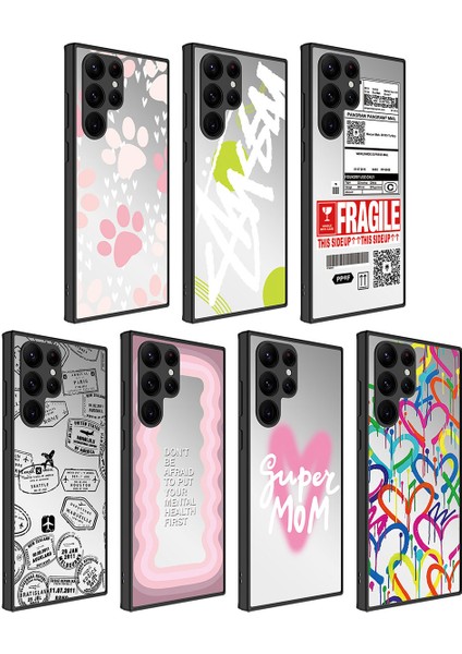 Galaxy S23 Ultra Kılıf Aynalı Desenli Kamera Korumalı Parlak Uzrm Mirror Kapak-Pati