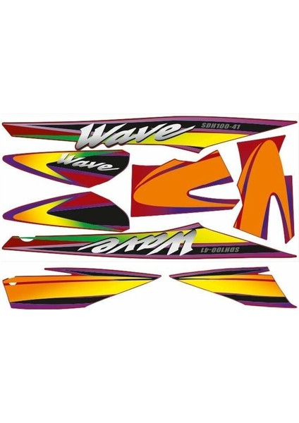 Honda Wave 100 2003 - 2005 Uyumlu Stıcker Set 002
