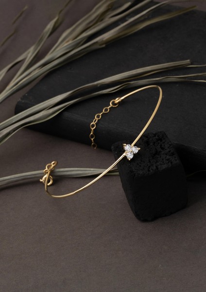 Tria Taşlı 14 Ayar Altın Ince Kelepçe fiyatları