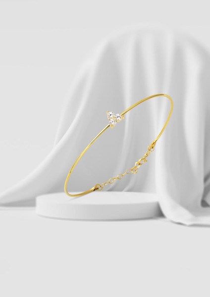 Tria Taşlı 14 Ayar Altın Ince Kelepçe modelleri