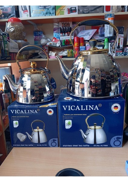 Paslanmaz Çelik Gri Çaydanlık 3,1 L, Dayanıklı ve Şık Tasarım