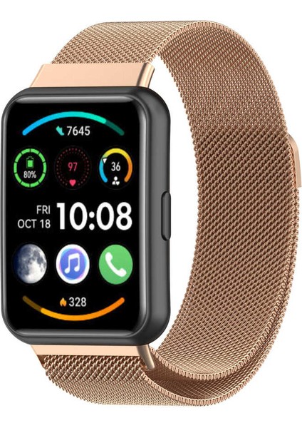 Huawei Watch Fit 2 Uyumlu Krd-01 Metal Kordon - Rose Gold