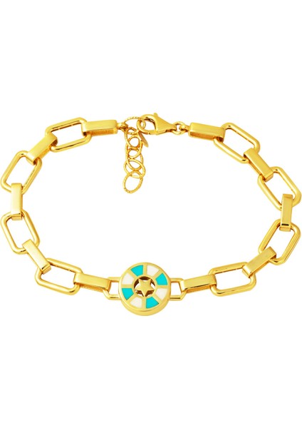 Italyan Yıldız Mineli 14 Ayar Altın Bileklik