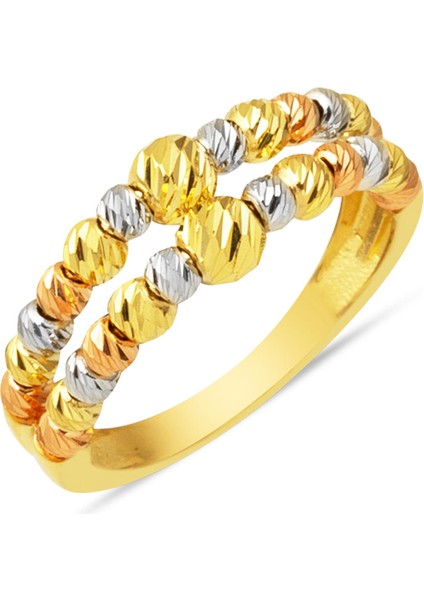 Çift Sıra Dorikalı Italyan 14 Ayar Yüzük Altın