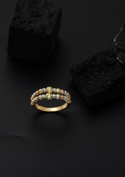 Çift Sıra Dorikalı Italyan 14 Ayar Yüzük Altın modelleri