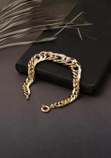 Süzme Halkalı Hallow 14 Ayar Altın Bileklik modelleri