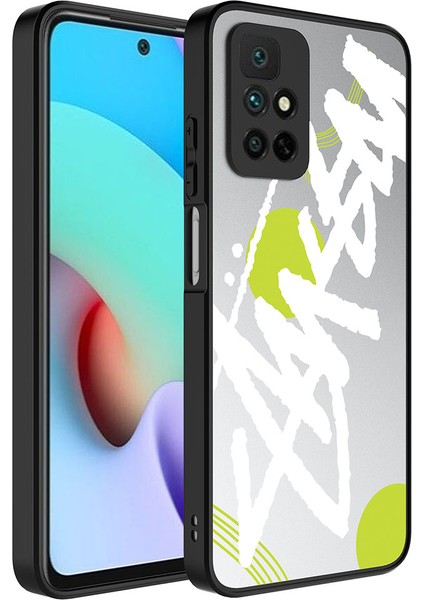 Xiaomi Redmi 10 Kılıf Aynalı Desenli Kamera Korumalı Parlak Uzrm Mirror Kapak-Yazı