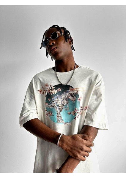 Baskılı Oversize T-Shirt Beyaz fiyatları