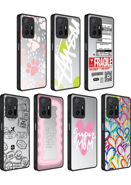 Xiaomi Mi 11T Pro 5g Kılıf Aynalı Desenli Kamera Korumalı Parlak Uzrm Mirror Kapak-Süper Anne