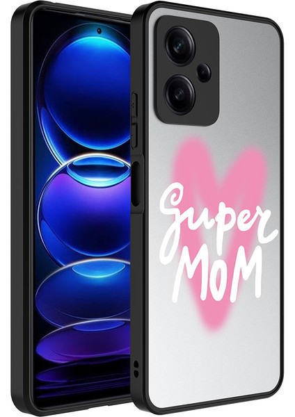 Xiaomi Redmi Note 12 5g Kılıf Aynalı Desenli Kamera Korumalı Parlak Uzrm Mirror Kapak-Süper Anne