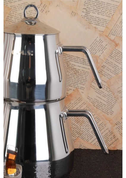 Şık 4 Parça Çelik Çaydanlık Seti, Collection 8103 XL Maxi Boy, Metalik Renk modelleri