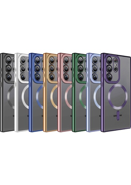 Samsung Galaxy S23 Ultra Kılıf Magsafe Wireless Şarj Özellikli Uzrm Setro Silikon-Rose Gold fiyatları