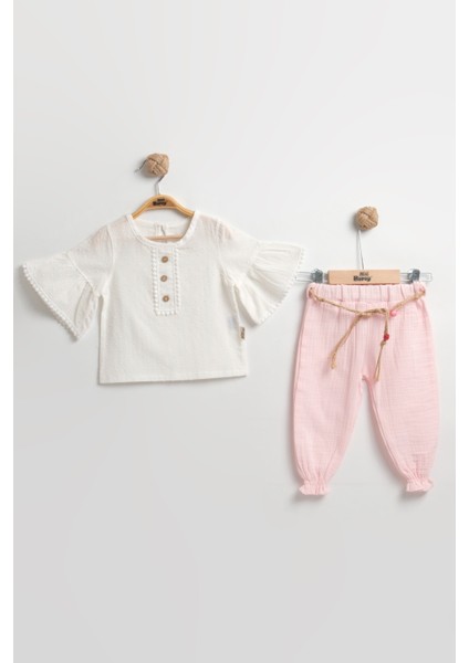 Müslin Pantolonlu Kız Takımı Seti (2-3-4-5 Yaş ) %100 Pamuk - Rahat Hareket Kolaylığı