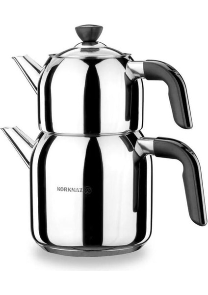 Şık Siyah Çaydanlık Takımı, 1,5 L, Paslanmaz Çelik, Zarif ve Kullanışlı Set