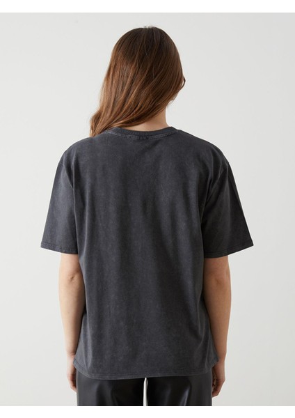 Lcw Vision Bisiklet Yaka Baskılı Oversize Kadın Tişört (S5) fırsatları