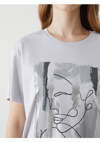 Lcw Vision Bisiklet Yaka Baskılı Penye Kadın Tişört (S5) modelleri