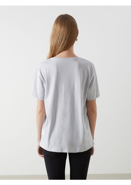 Lcw Vision Bisiklet Yaka Baskılı Penye Kadın Tişört (S5) fırsatları