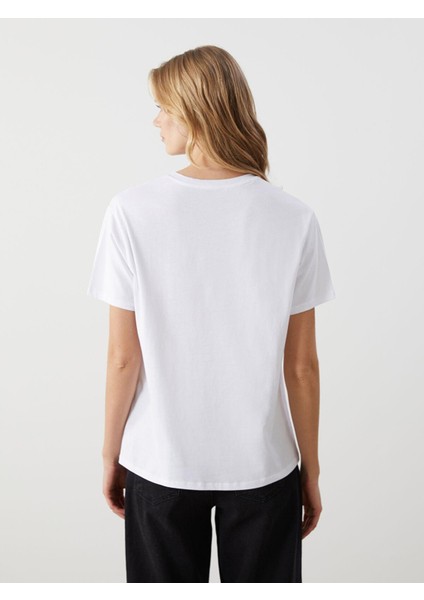 Lcw Vision Bisiklet Yaka Baskılı Kadın Tişört (S5) fırsatları