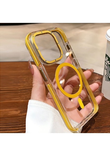 Apple iPhone 15 Pro Hava Yastığı Zırhlı Kaymaz Şeffaf Kılıf Magsafe Şarj Uyumlu