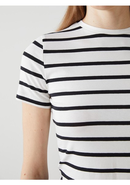 Lcw Vision Bisiklet Yaka Çizgili Kadın Tişört (S5) modelleri