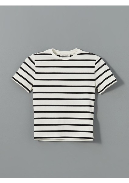 Lcw Vision Bisiklet Yaka Çizgili Kadın Tişört (S5) indirimleri