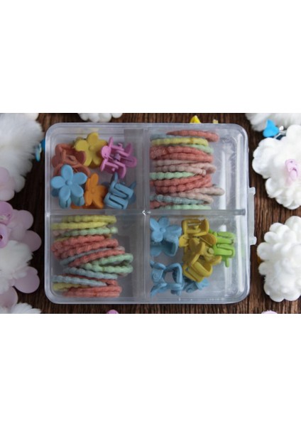 Çocuk Lastik ve Çiçek Şekilli Mandal Toka Set