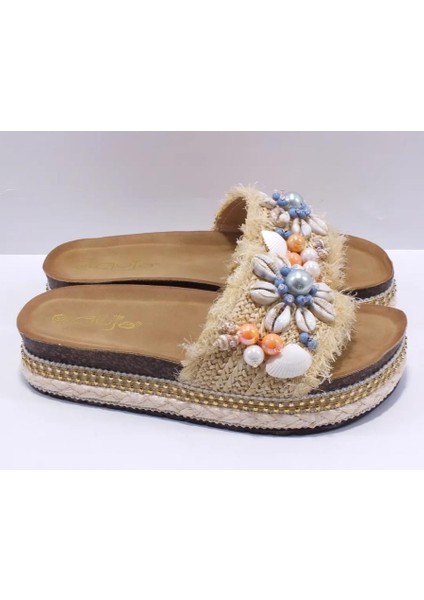 Guja 25Y170-2 Kadın Deniz Kabuğu Taşlı Mantar Taban Premium Terlik modelleri