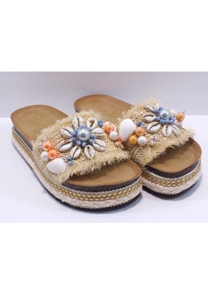 Guja 25Y170-2 Kadın Deniz Kabuğu Taşlı Mantar Taban Premium Terlik indirimleri