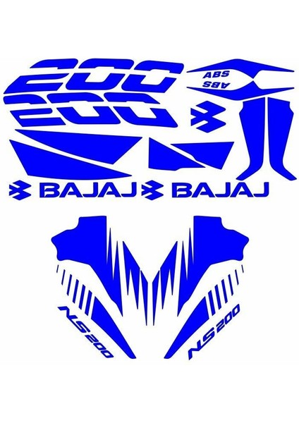 Bajaj Pulsar NS200 Uyumlu Mavi Sticker Set