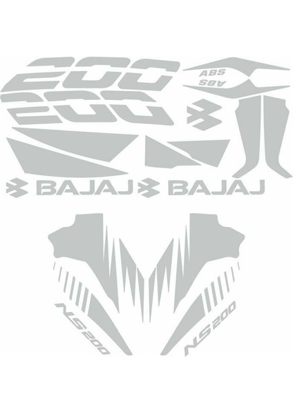 Bajaj Pulsar NS200 Uyumlu Beyaz Sticker Set