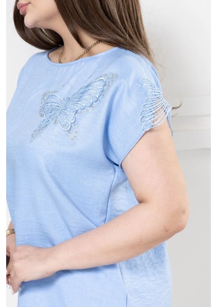 Büyük Beden Kelebek Dantel Detaylı Şık Bluz fiyatları
