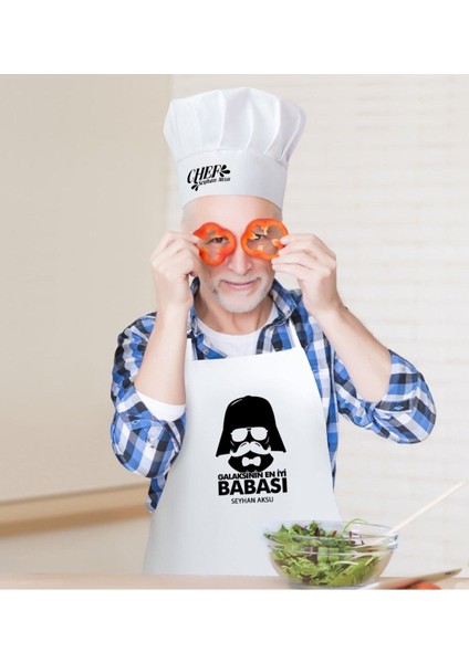 Kişiye Özel Erkek Mutfak Seti, Pamuk, Çok Renkli, 55x75 cm, Aşçı Şapkası ve Önlük