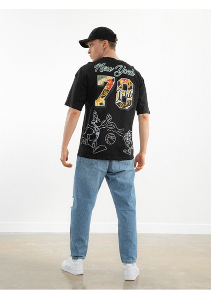 Online New York Karakter Baskılı T-Shirt Siyah modelleri